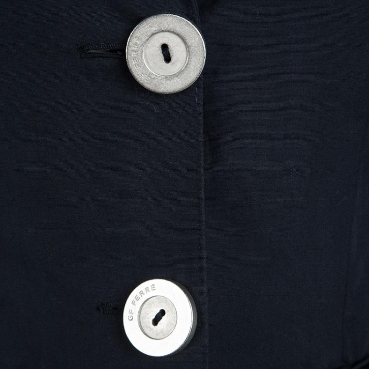 Pre Owned GF Ferre Navy Blue Logo Patchwork Detail Pants and Jacket Set S