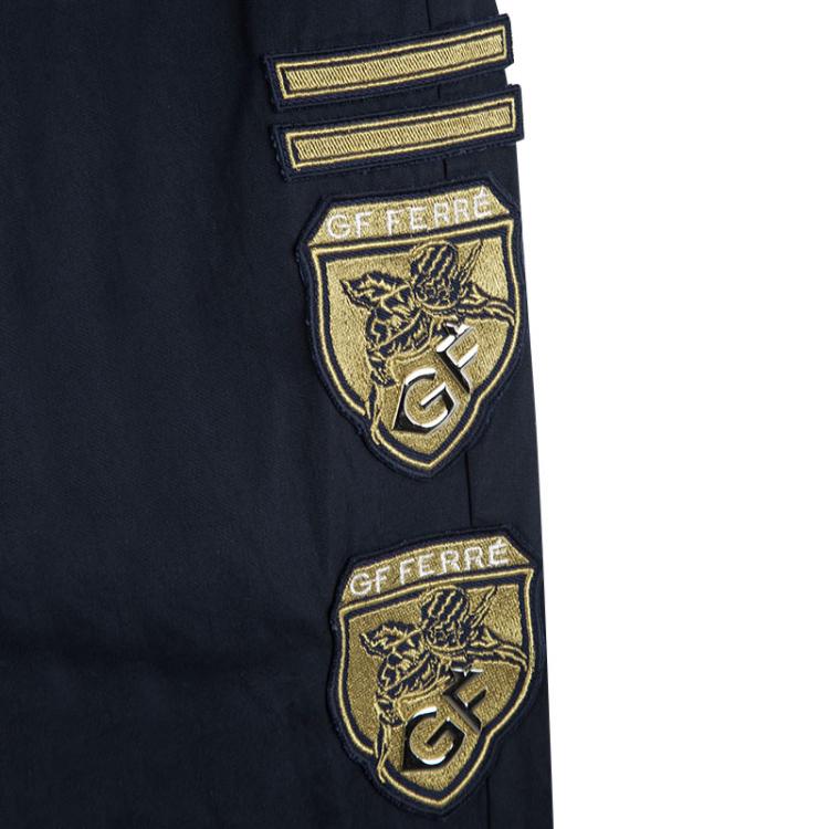 Pre Owned GF Ferre Navy Blue Logo Patchwork Detail Pants and Jacket Set S