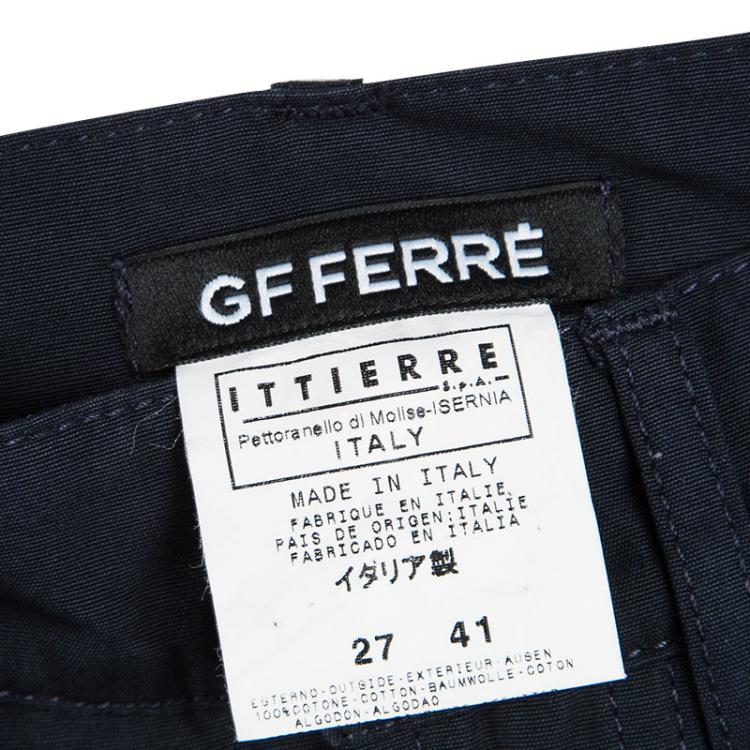 Pre Owned GF Ferre Navy Blue Logo Patchwork Detail Pants and Jacket Set S