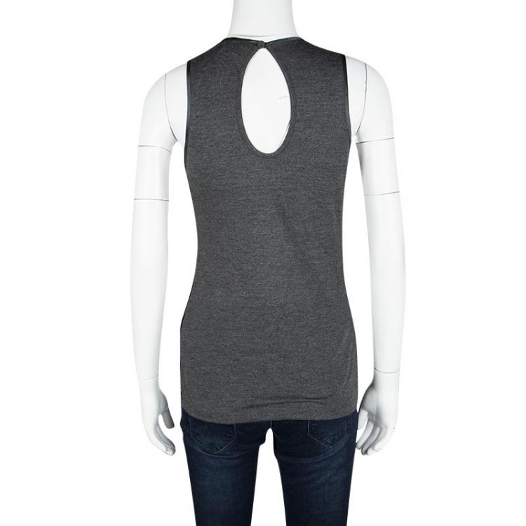 Pre Owned Gianfranco Ferre Sequin Embellished Sheer Front Sleeveless Tank Top S