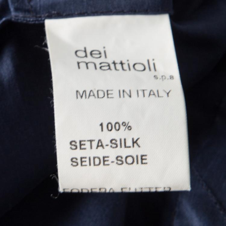 Pre Owned Gianfranco Ferre Vintage Navy Blue Silk Long Coat and Trousers Set M