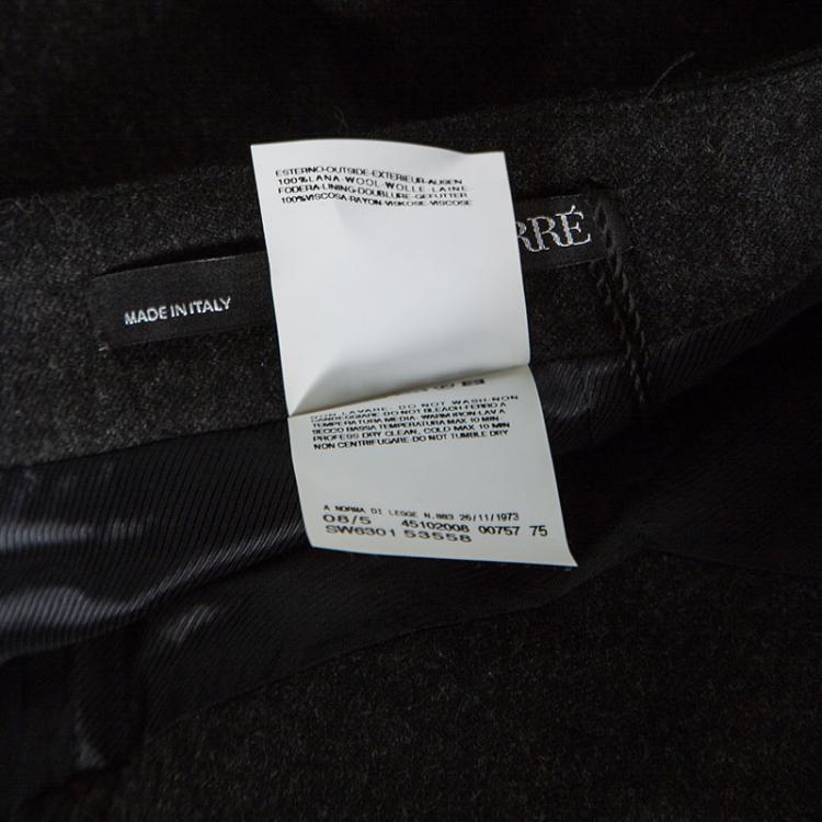 Pre Owned Gianfranco Ferre Dark Grey Wool Pencil Skirt M