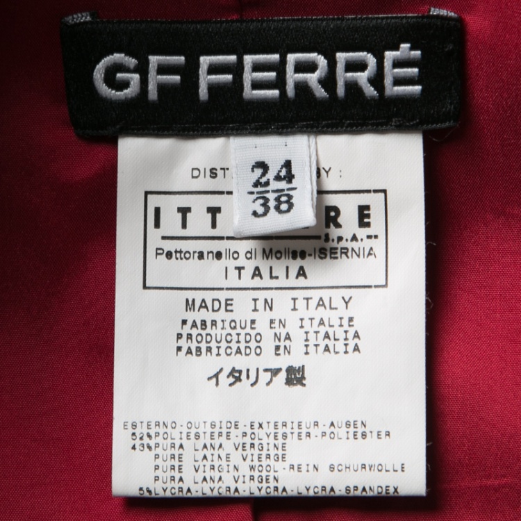 Pre Owned GF Ferre Grey Pintuck Stitch Detail Tailored Three Button Blazer S