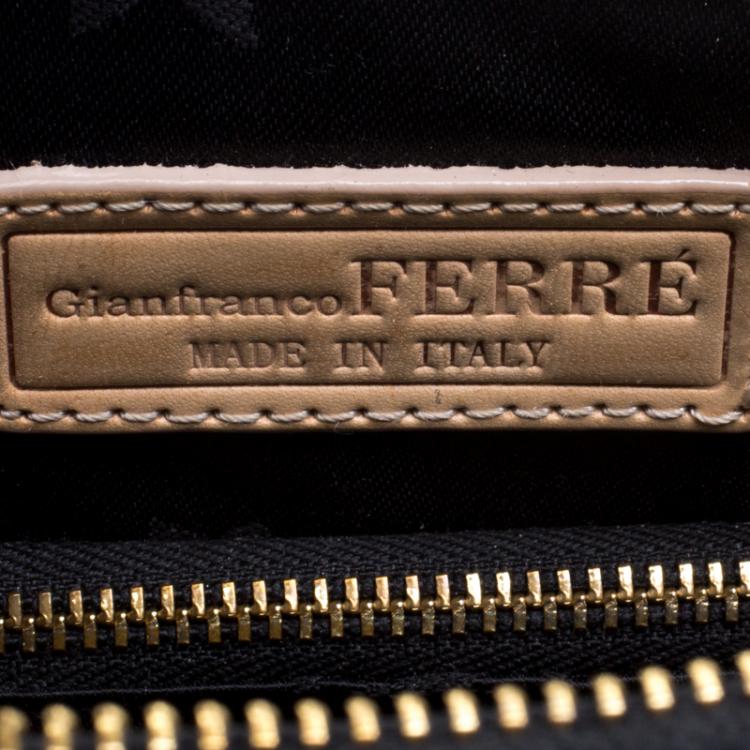 Pre Owned Gianfranco Ferre Black Patent Leather Dome Bag