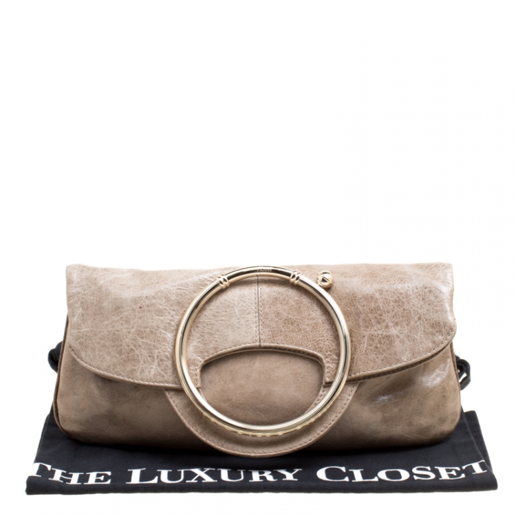 Pre Owned Gianfranco Ferre Beige Leather Foldover Clutch