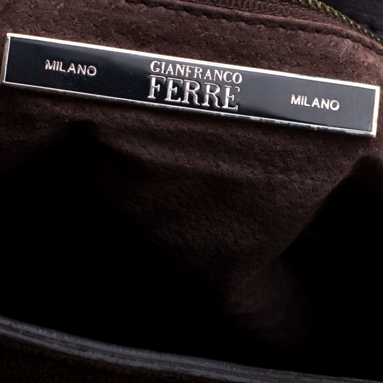 Pre Owned Gianfranco Ferre Brown Suede and Leather Satchel