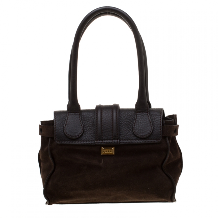 Pre Owned Gianfranco Ferre Brown Suede and Leather Satchel
