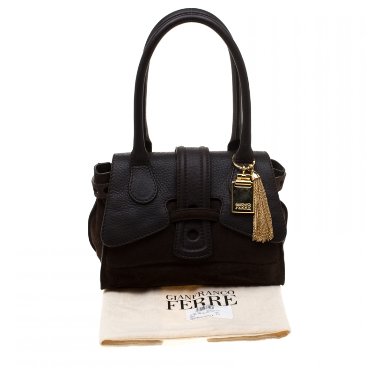 Pre Owned Gianfranco Ferre Brown Suede and Leather Satchel