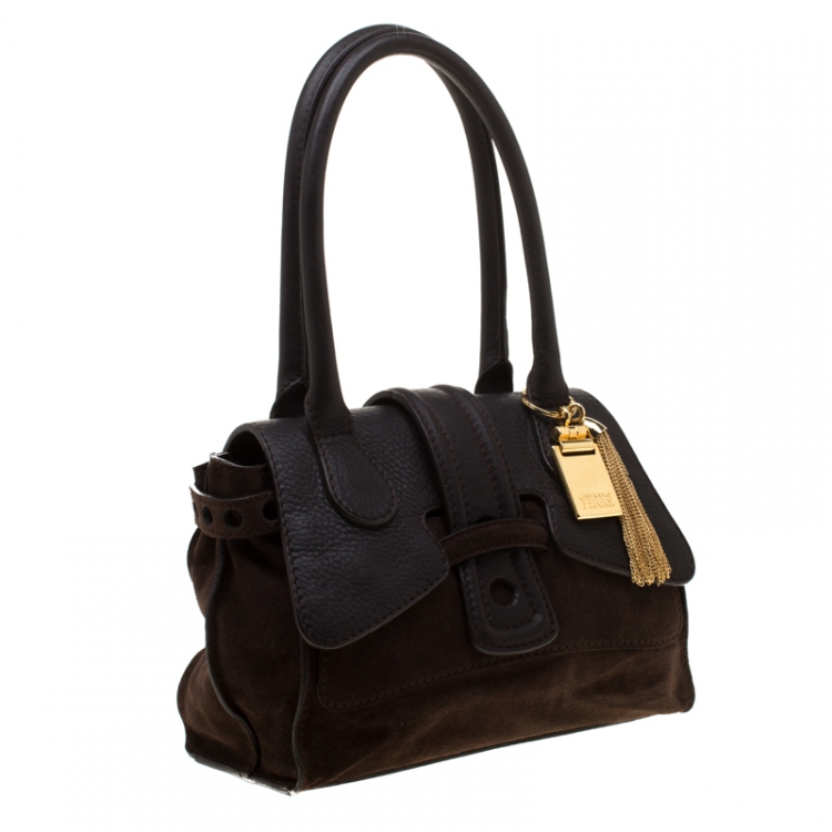 Pre Owned Gianfranco Ferre Brown Suede and Leather Satchel