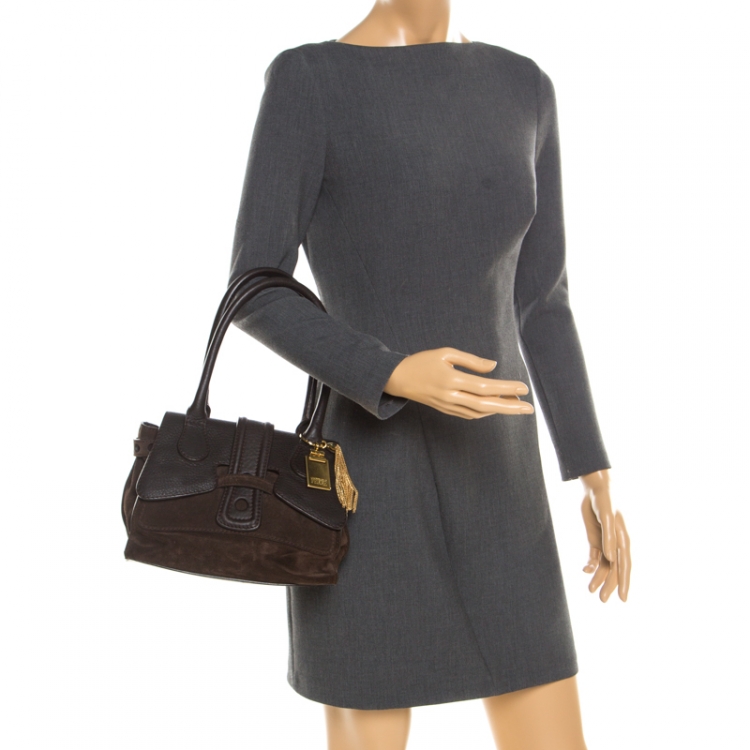 Pre Owned Gianfranco Ferre Brown Suede and Leather Satchel