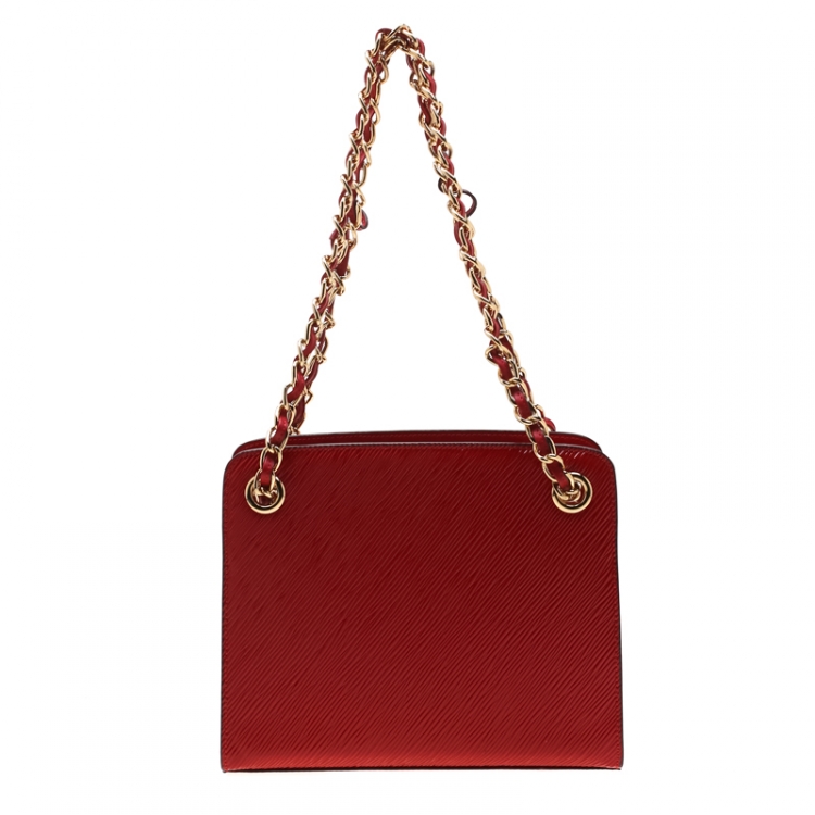 Pre Owned Gianfranco Ferre Red Patent Leather Chain Shoulder Bag