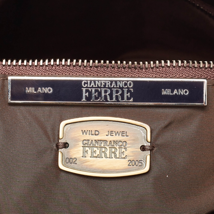 Pre Owned Gianfranco Ferre Multicolor Leopard Print Fabric, Python and Alligator Wild Jewel Shoulder Bag