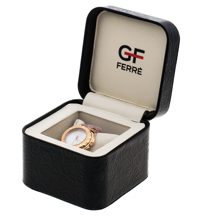 Pre Owned Gianfranco Ferre Mother of Pearl Gold-Plated Stainless Steel 9062J Women's Wristwatch 43 mm
