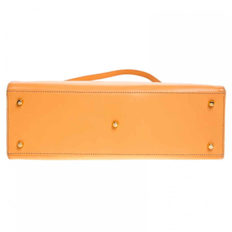 Pre Owned Gianni Versace Light Orange Leather Frame Shoulder Bag