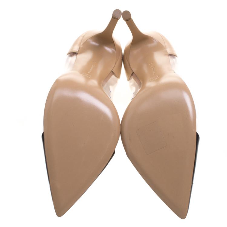 Pre Owned Gianvito Rossi Two Tone Leather and PVC Plexi Pumps Size 37