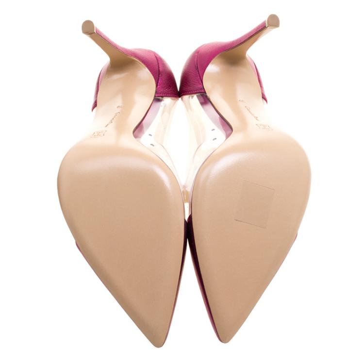 Pre Owned Gianvito Rossi Hot Pink Leather and PVC Plexi Pumps Size 38