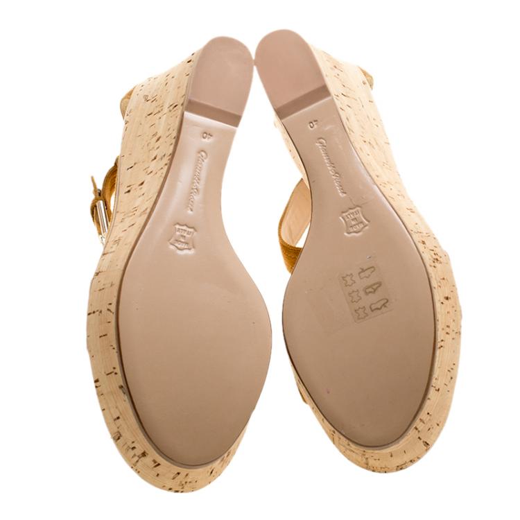 Pre Owned Gianvito Rossi Brown Suede Wedge Sandals Size 40