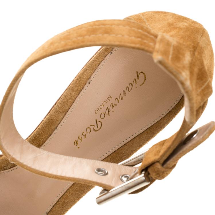 Pre Owned Gianvito Rossi Brown Suede Wedge Sandals Size 40
