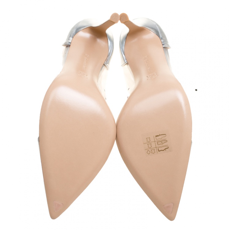 Pre Owned Gianvito Rossi Metallic Silver Leather and PVC Plexi Pumps Size 36