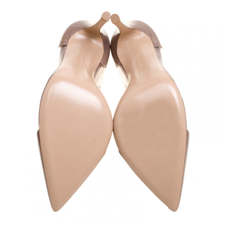 مملوكة مسبقًا Gianvito Rossi Hazelnut Beige Patent Leather and PVC Plexi Pumps Size 36