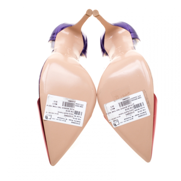 Pre Owned Gianvito Rossi Metallic Two Tone Mirror Leather And PVC Plexi Pointed Toe Pumps Size 39.5