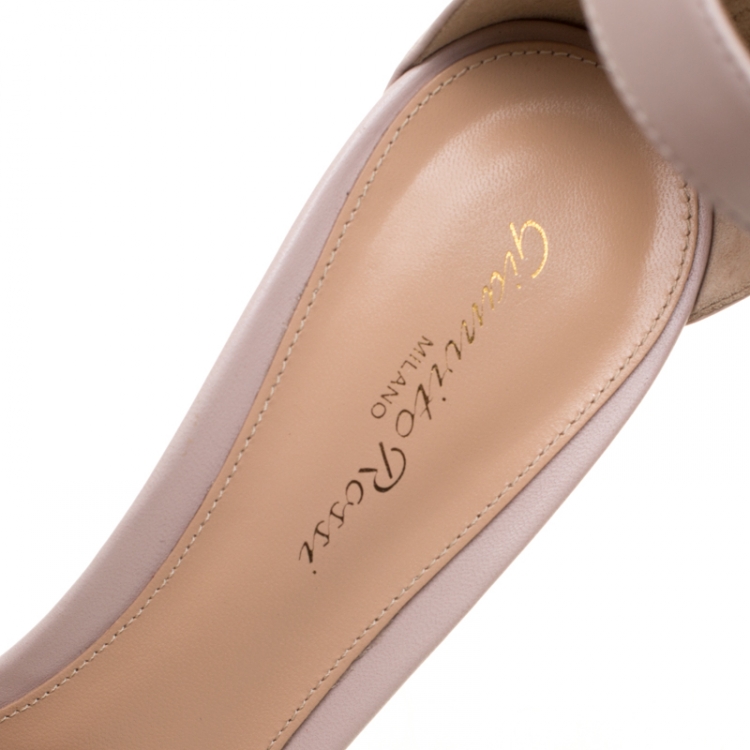 Pre Owned Gianvito Rossi Blush Pink Leather Portofino Ankle Strap Sandals Size 41