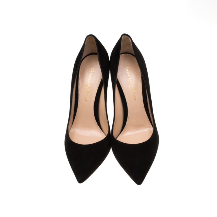 Pre Owned Gianvito Rossi Black Suede Pointed Toe Pumps Size 35.5