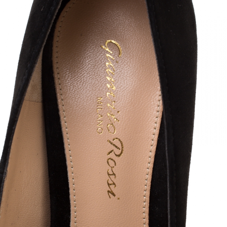 Pre Owned Gianvito Rossi Black Suede Pointed Toe Pumps Size 35.5
