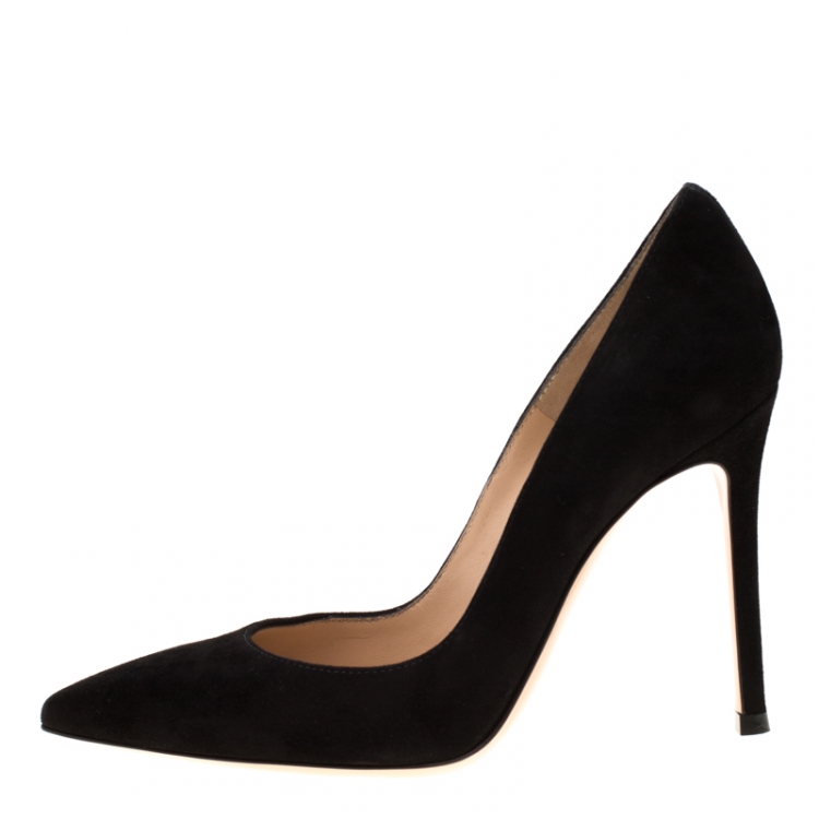 Pre Owned Gianvito Rossi Black Suede Pointed Toe Pumps Size 35.5
