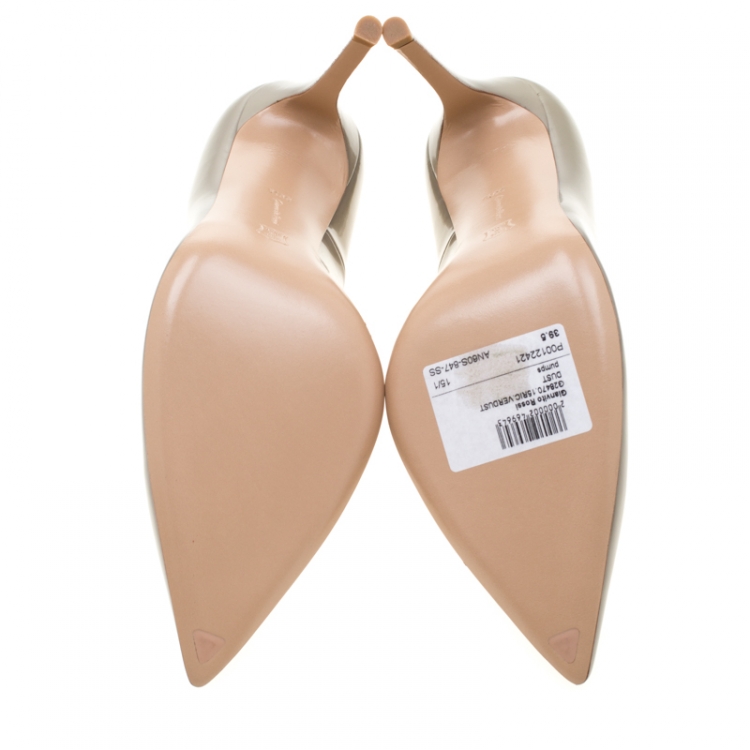 Pre Owned Gianvito Rossi Grey Patent Leather Pointed Toe Pumps Size 39.5