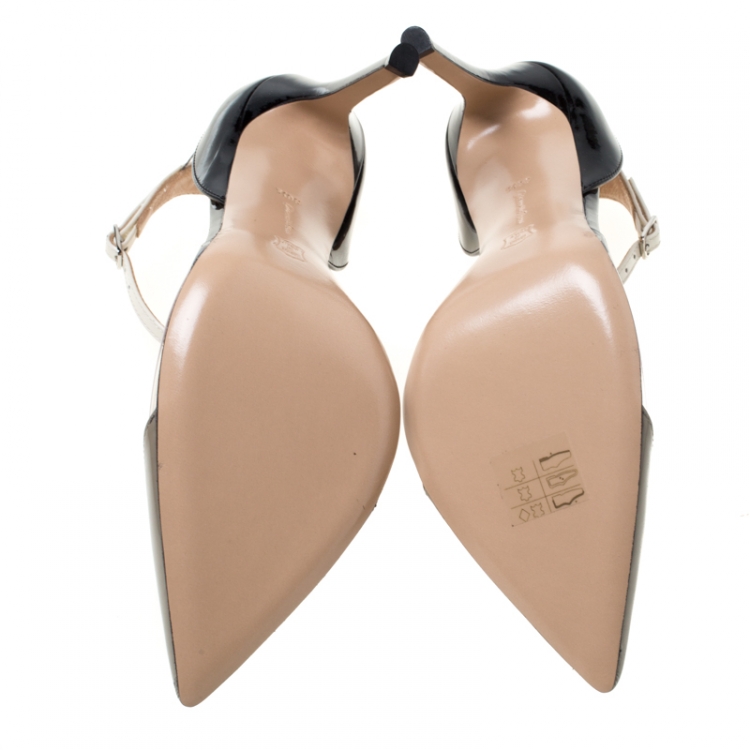 Pre Owned Gianvito Rossi Multicolor Patent Leather and Plexi Ankle Strap Pointed Toe Pumps Size 36.5