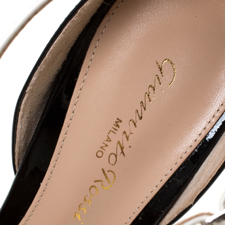 Pre Owned Gianvito Rossi Multicolor Patent Leather and Plexi Ankle Strap Pointed Toe Pumps Size 36.5