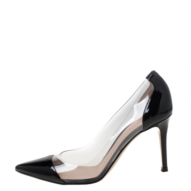 Pre Owned Gianvito Rossi Black Patent Leather and PVC Plexi Pumps Size 36
