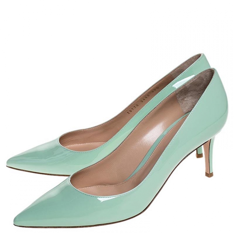 Pre Owned Gianvito Rossi Pistachio Green Pointed Toe Pumps Size 40.5