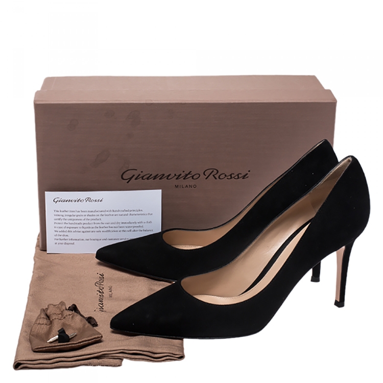 Pre Owned Gianvito Rossi Black Suede Pointed Toe Pumps Size 38