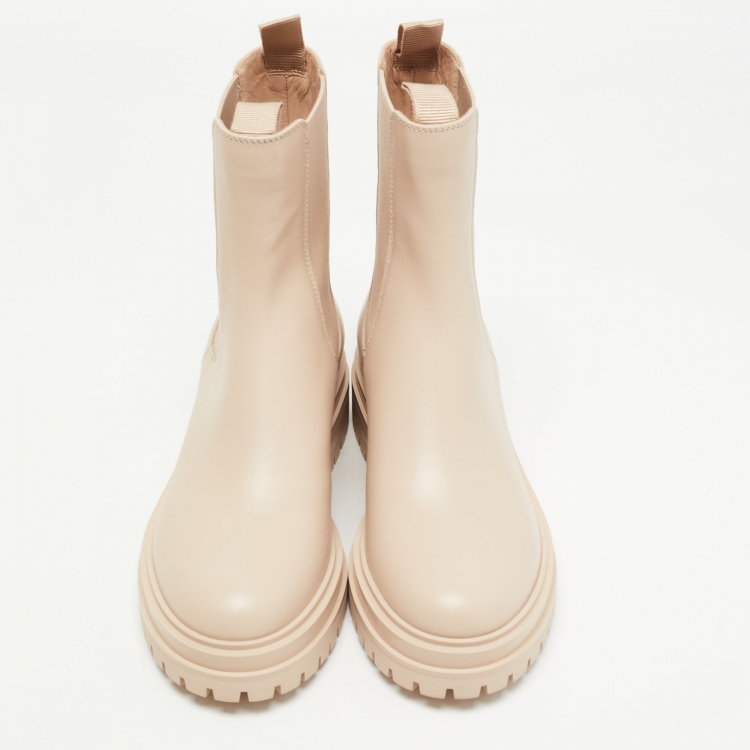 Gianvito Rossi Beige Leather Combat Boots Size 37.5 Gianvito Rossi ...