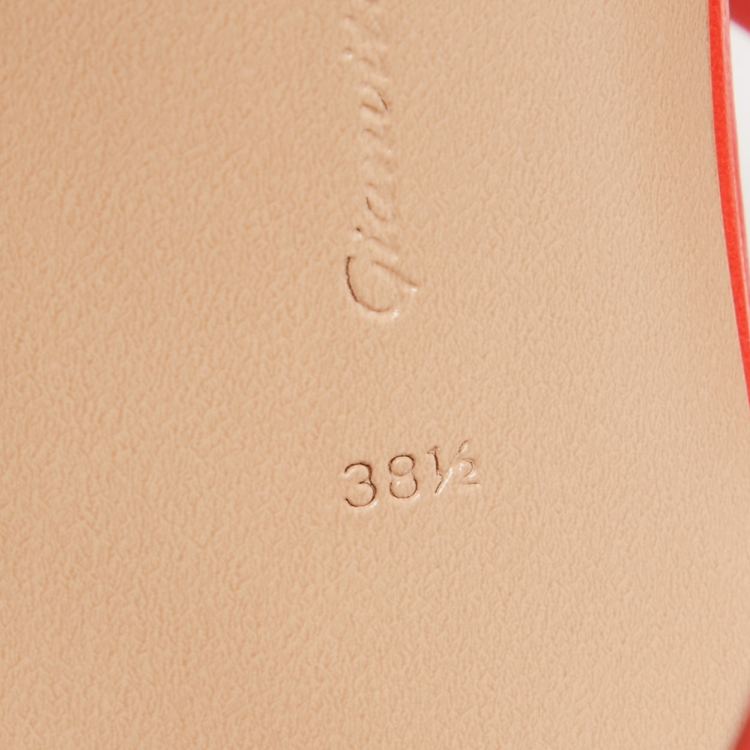 Pre Owned Gianvito Rossi Poppy Red Leather Manilla Sandals Size 38.5