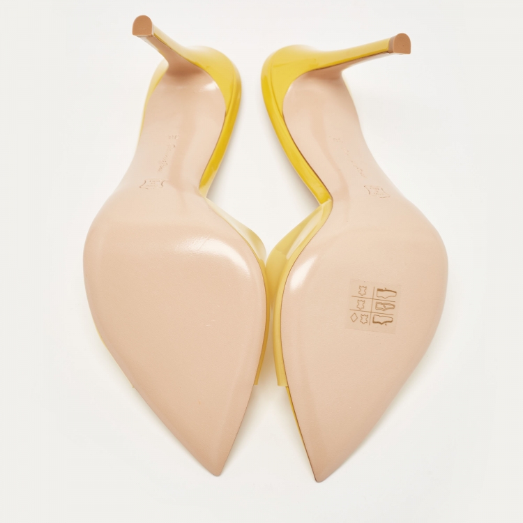 Pre Owned Gianvito Rossi Yellow  PVC Elle Slides Size 38