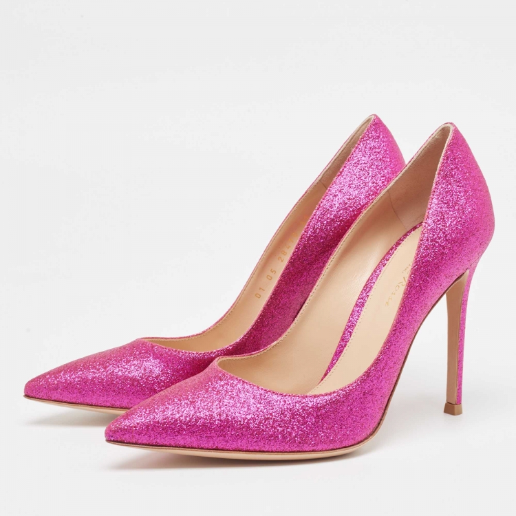 Pre Owned Gianvito Rossi Pink Glitter Gianvito Pumps Size 38