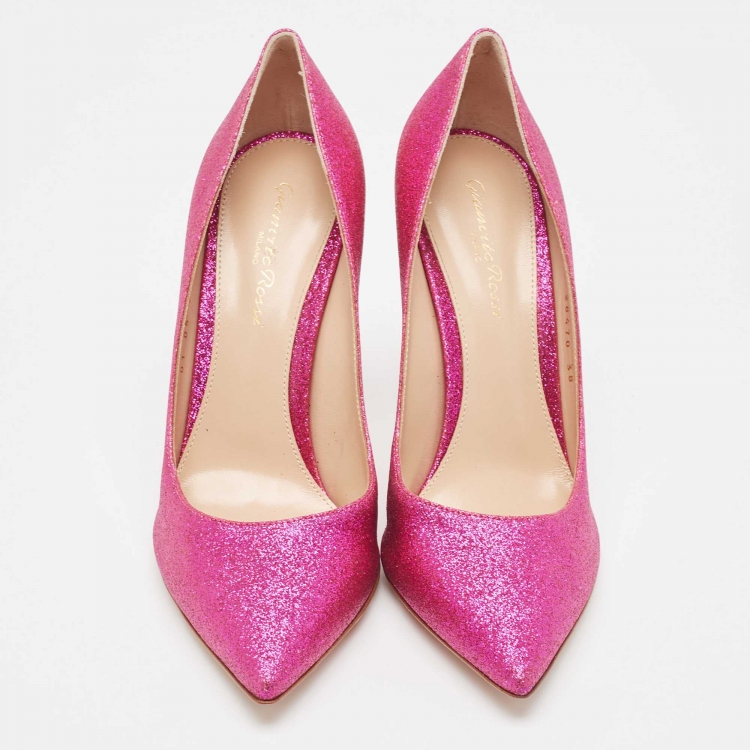 Pre Owned Gianvito Rossi Pink Glitter Gianvito Pumps Size 38