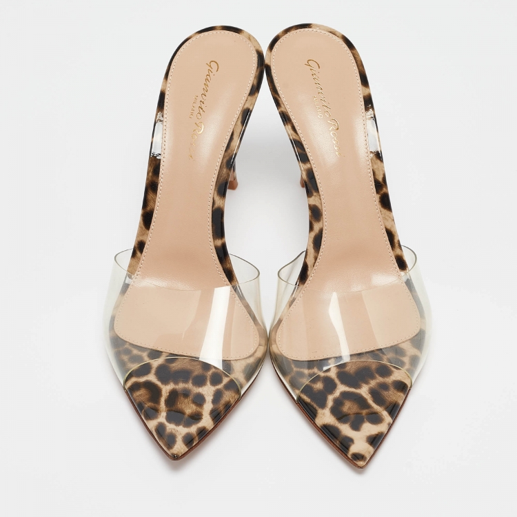 Pre Owned Gianvito Rossi Transparent PVC Elle Slide Sandals Size 38.5