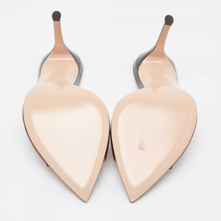 Pre Owned Gianvito Rossi PVC And Patent Leather Peep Toe Slides Size 37