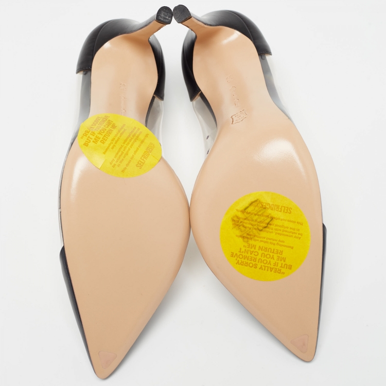 Pre Owned Gianvito Rossi Black/Transparent  Leather and PVC Plexi Pumps Size 36.5