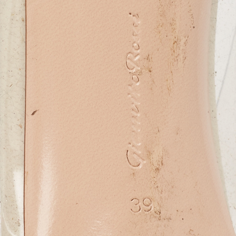 Pre Owned Gianvito Rossi Black/White Fabric, Leather and PVC Plexi Pumps Size 39