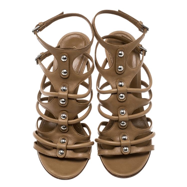 Pre Owned Gianvito Rossi Brown Leather Strappy Sandals Size 39