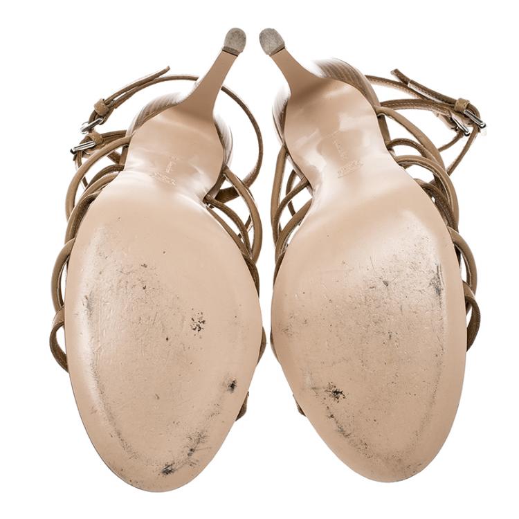 Pre Owned Gianvito Rossi Brown Leather Strappy Sandals Size 39