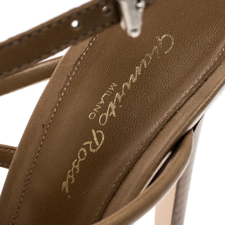 Pre Owned Gianvito Rossi Brown Leather Strappy Sandals Size 39