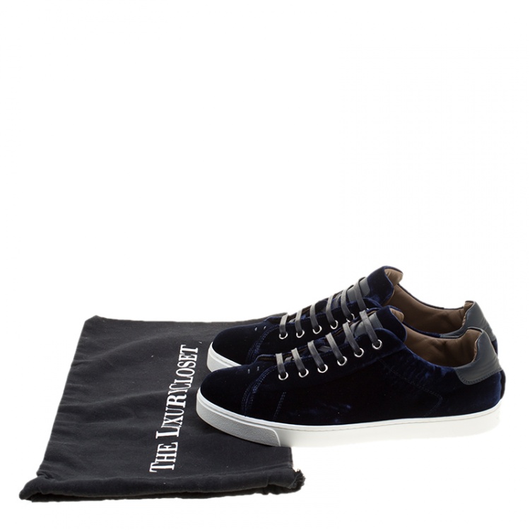 Pre Owned Gianvito Rossi Blue Velvet Loft Low Top Platfrom Sneakers Size 39