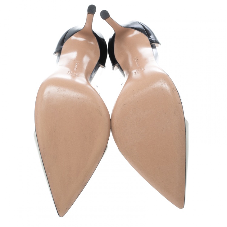 Pre Owned Gianvito Rossi Monochrome Patent Leather and PVC Plexi Pumps Size 39