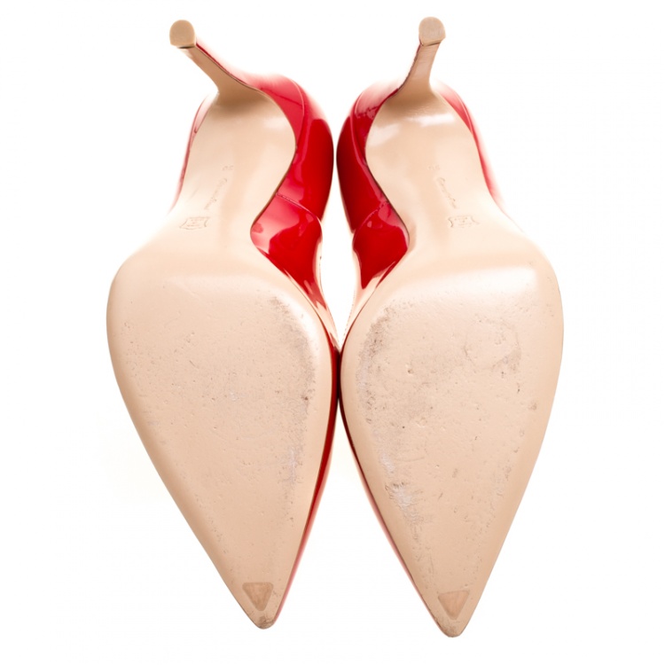 Pre Owned Gianvito Rossi Tabasco Red Patent Leather Pointed Toe Pumps Size 38